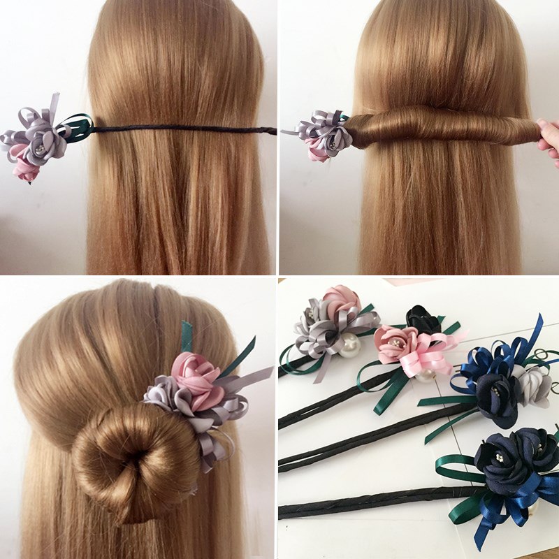 Half Bun Pearl Flower Hair Plate